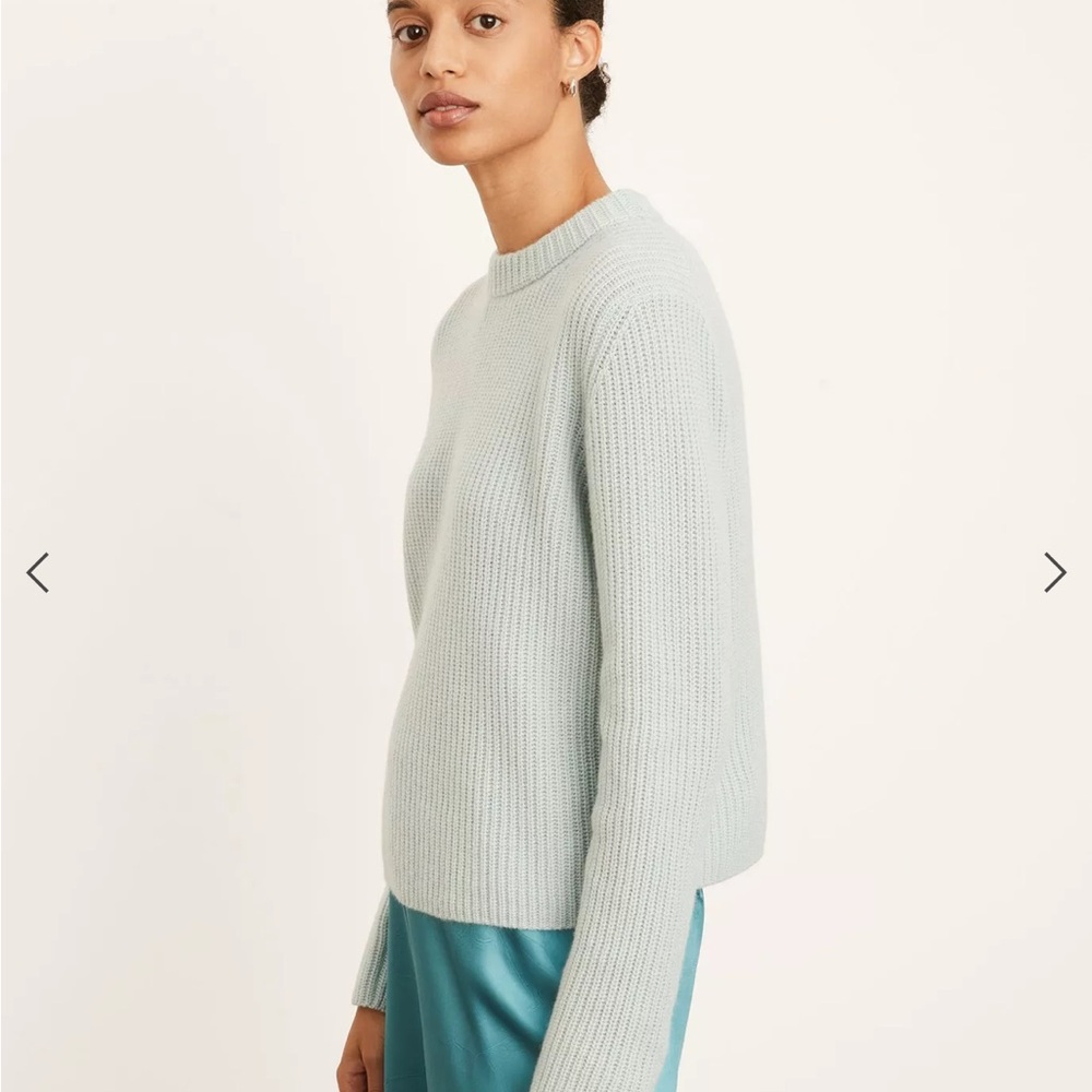 Vince Blue Cashmere Shaker Rib Pullover Sweater